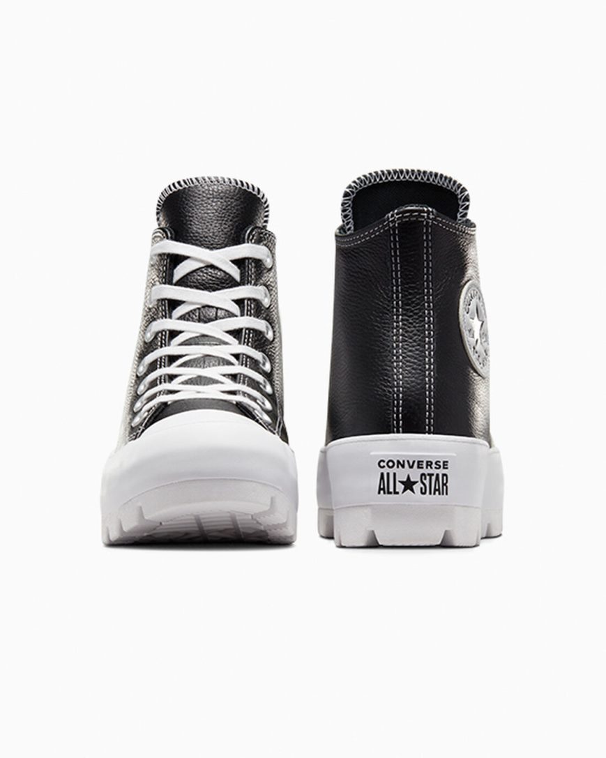 Tenisi Inalti Dama Converse Chuck Taylor All Star Lugged Piele Negrii Albi | RO QKUYT805